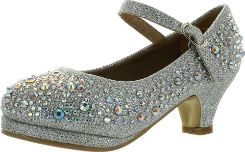 Dana 58K Little Girls Rhinestone Heel Platform Dress Pumps
