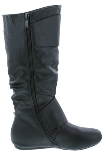 TOP Moda Bank-81 Women's Fashion Round Toe Flat Heel Zipper Buckle Slouchy Mi.