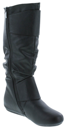 TOP Moda Bank-81 Women's Fashion Round Toe Flat Heel Zipper Buckle Slouchy Mi.