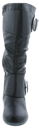 TOP Moda Bank-81 Women's Fashion Round Toe Flat Heel Zipper Buckle Slouchy Mi.