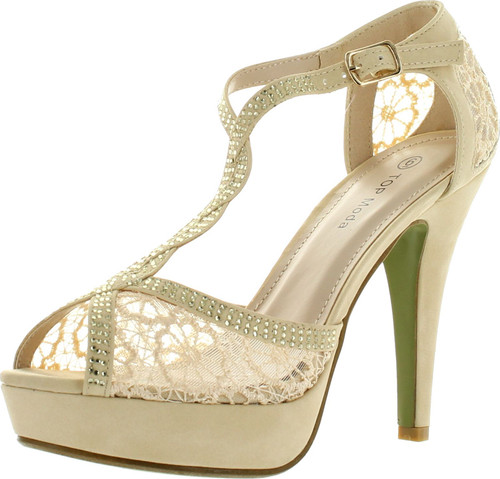 TOP Moda Women's Formal Rhinestone High Heel Sandal Ankle Strap