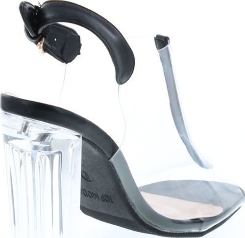 TOP Moda Fenton 1 Womens Clear Chunky Heel Peep Toe Lucite Sandals