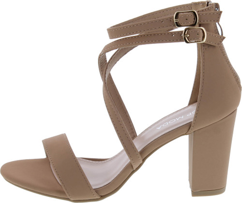 Over The Toe Cross Strap Block Heel Open Toe Dress Sandal