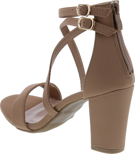 Over The Toe Cross Strap Block Heel Open Toe Dress Sandal