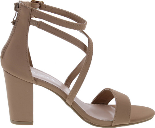 Over The Toe Cross Strap Block Heel Open Toe Dress Sandal