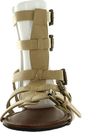 Chatties Womens 10" Gladiator Sandals Flats W/Multi Buckle Straps