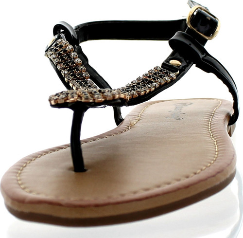 Rck Bella Atioa-43 Women's Casual Rhinestone Stud Sling Back Strap Flat Sandals