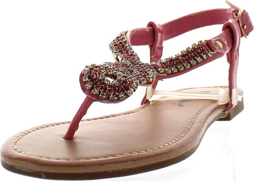 Rck Bella Atioa-43 Women's Casual Rhinestone Stud Sling Back Strap Flat Sandals