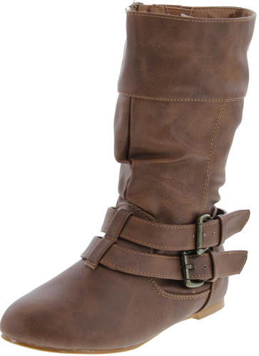 Link Sonny-54K Youth Girl's Fashion Low Heel Zipper Buckle Round Toe Riding Boot