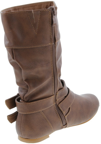 Link Sonny-54K Youth Girl's Fashion Low Heel Zipper Buckle Round Toe Riding Boot
