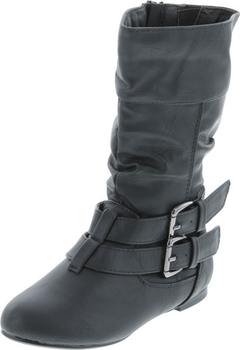 Link Sonny-54K Youth Girl's Fashion Low Heel Zipper Buckle Round Toe Riding Boot