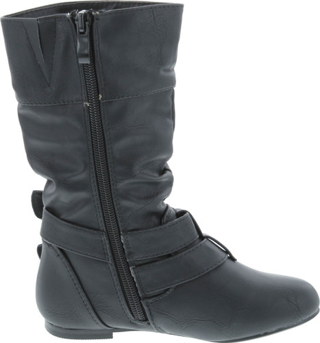 Link Sonny-54K Youth Girl's Fashion Low Heel Zipper Buckle Round Toe Riding Boot