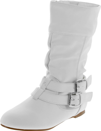 Link Sonny-54K Youth Girl's Fashion Low Heel Zipper Buckle Round Toe Riding Boot