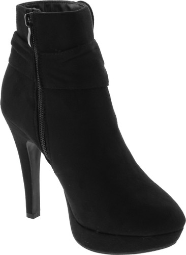 Top Moda Mve Shoes Women's High-Heels Frosted Low-Top Solid Zipper Boots