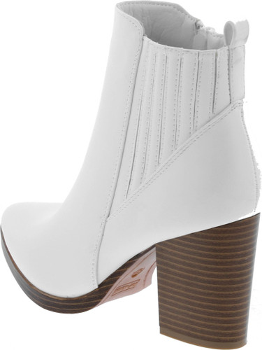 Womens Ankle Boots Chunky Stacked Mid Heel Elastic Chelsea