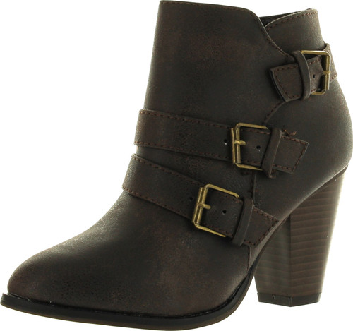 Forever Link Women's Comfort Chunky Heel Lace Up Ankle Booties