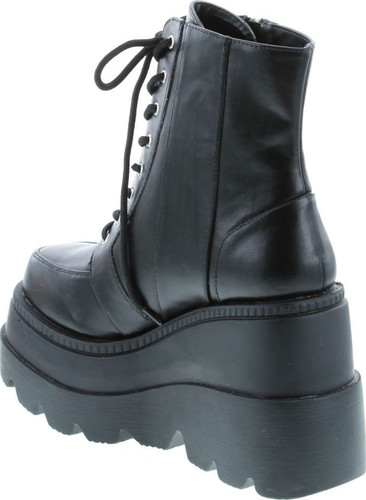 Cape Robbin Radio Holographic Platform Ankle Boots With Chunky Block Heels For Women