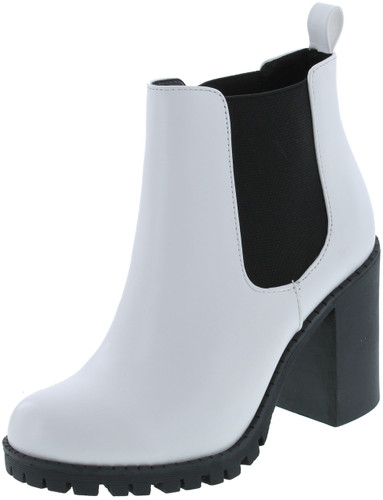 Soda Glove - Ankle Boot W/Lug Sole Elastic Gore And Chunky Heel