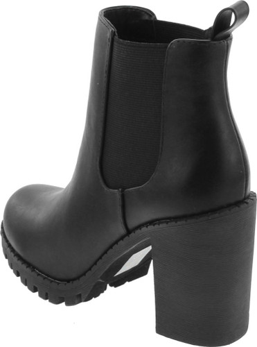 Soda Glove - Ankle Boot W/Lug Sole Elastic Gore And Chunky Heel
