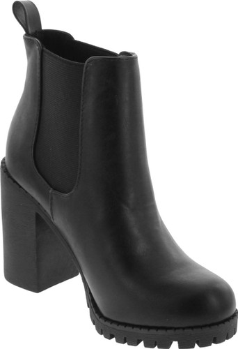 Soda Glove - Ankle Boot W/Lug Sole Elastic Gore And Chunky Heel