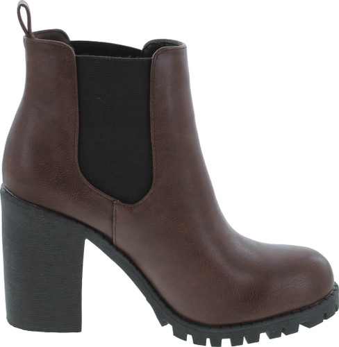 Soda Glove - Ankle Boot W/Lug Sole Elastic Gore And Chunky Heel