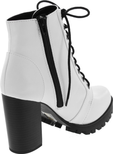 Soda Chalet Fashion Lace Up Military Inspired Ankle Boot With Stacked Heel And Side Zipper