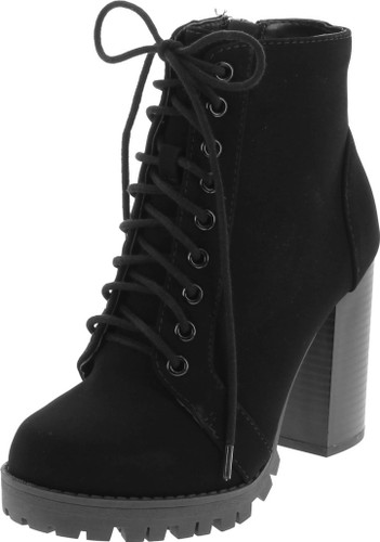 Soda Chalet Fashion Lace Up Military Inspired Ankle Boot With Stacked Heel And Side Zipper