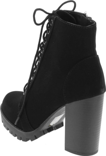 Soda Chalet Fashion Lace Up Military Inspired Ankle Boot With Stacked Heel And Side Zipper