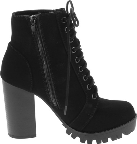 Soda Chalet Fashion Lace Up Military Inspired Ankle Boot With Stacked Heel And Side Zipper