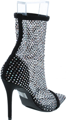 Cape Robbin Florence Stiletto High Heels For Women, Rhinestone Sparkle Fishnets