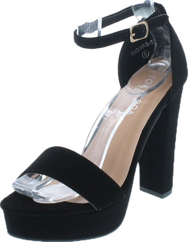 Top Moda Women's Top Moda Thomas-52 Open Toe High Chunky Block Heel Platform Ankle Strap Sandals