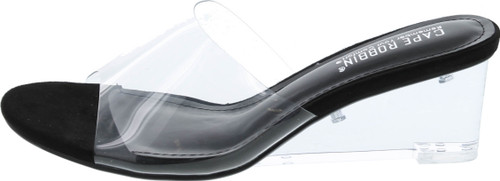 Cape Robbin Uchee Clear Chunky Block Low Wedge Heels For Women Transparent Open Toe Shoes Heels For Women