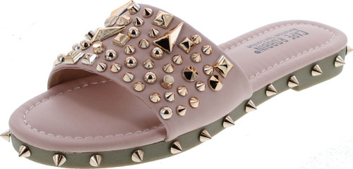 Cape Robbin Tonie Sandals Slides For Women, Studded Womens Mules Slip On Shoes
