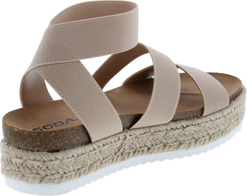 Soda Spring Slip On Espadrille Platform Wedge Sandals With Elastic Ankle Strap