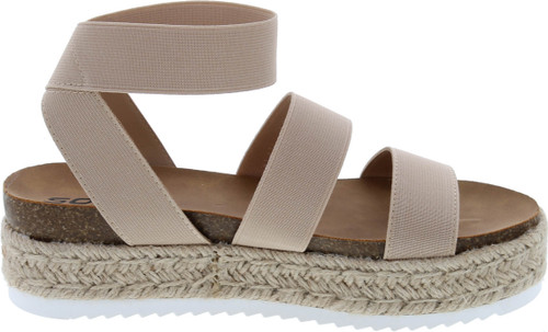 Soda Spring Slip On Espadrille Platform Wedge Sandals With Elastic Ankle Strap