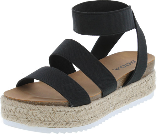 Soda Spring Slip On Espadrille Platform Wedge Sandals With Elastic Ankle Strap