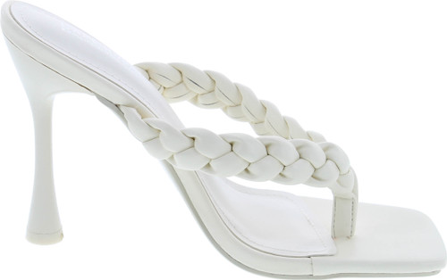 Cape Robbin Tibi Sexy High Heels For Women, Woven T-Strap Shoes Heels With Square Open Toe