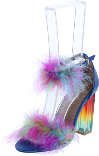 Cape Robbin Antisocial Sexy Chunky Block High Heels For Women Transparent Strappy Open Toe Shoes Heels With Feathers