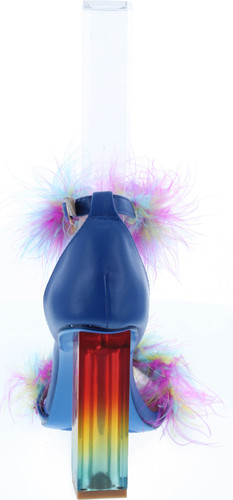 Cape Robbin Antisocial Sexy Chunky Block High Heels For Women Transparent Strappy Open Toe Shoes Heels With Feathers