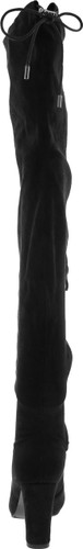 Nature Breeze Womens Stretchy Thigh High Pull String Chunk Heel Combat Boots