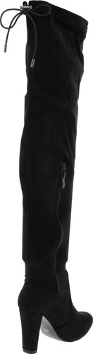 Nature Breeze Womens Stretchy Thigh High Pull String Chunk Heel Combat Boots