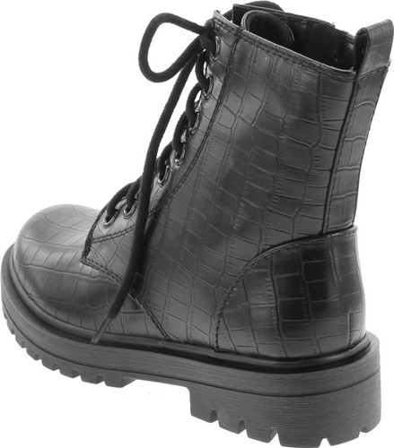 Soda Firm - Lug Sole Combat Ankle Bootie Lace Up W Side Zipper