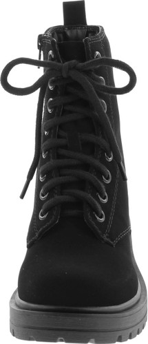 Soda Firm - Lug Sole Combat Ankle Bootie Lace Up W Side Zipper