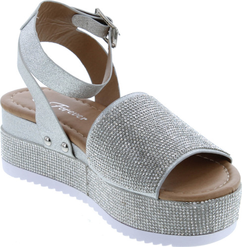 Women's Luxury Rhinestone Glitter Crystal Slide Footbed Platform Sandals