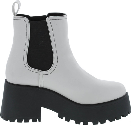 Soda Instant Women Chunky Lug Sole Mid Heel Chelsea Fashion Ankle Bootie W/Double Elastic Gore