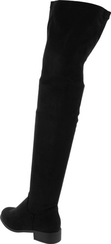 Nature Breeze Olympia 20 Womens Stretchy Thigh High Side Zipper Low Heel Combat Boots