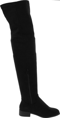 Nature Breeze Olympia 20 Womens Stretchy Thigh High Side Zipper Low Heel Combat Boots