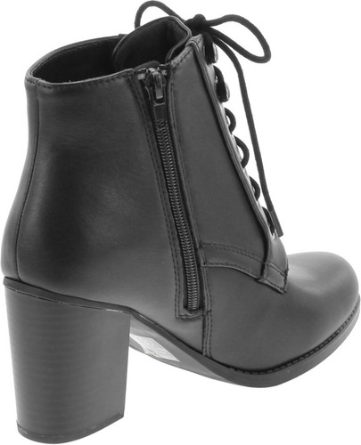 Soda Women's Korman Lurk Faux Leather Lace Up High Chunky Heel Ankle Booties