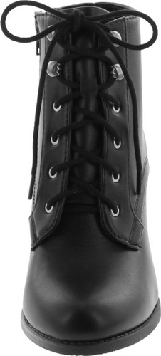 Soda Women's Korman Lurk Faux Leather Lace Up High Chunky Heel Ankle Booties