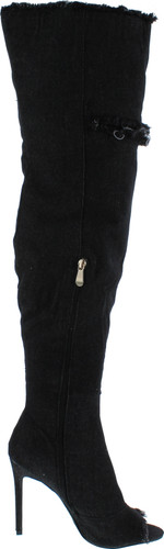 Liliana Barbara-13 Thigh High Over Knee Denim Open Toe Stiletto Heel Boot